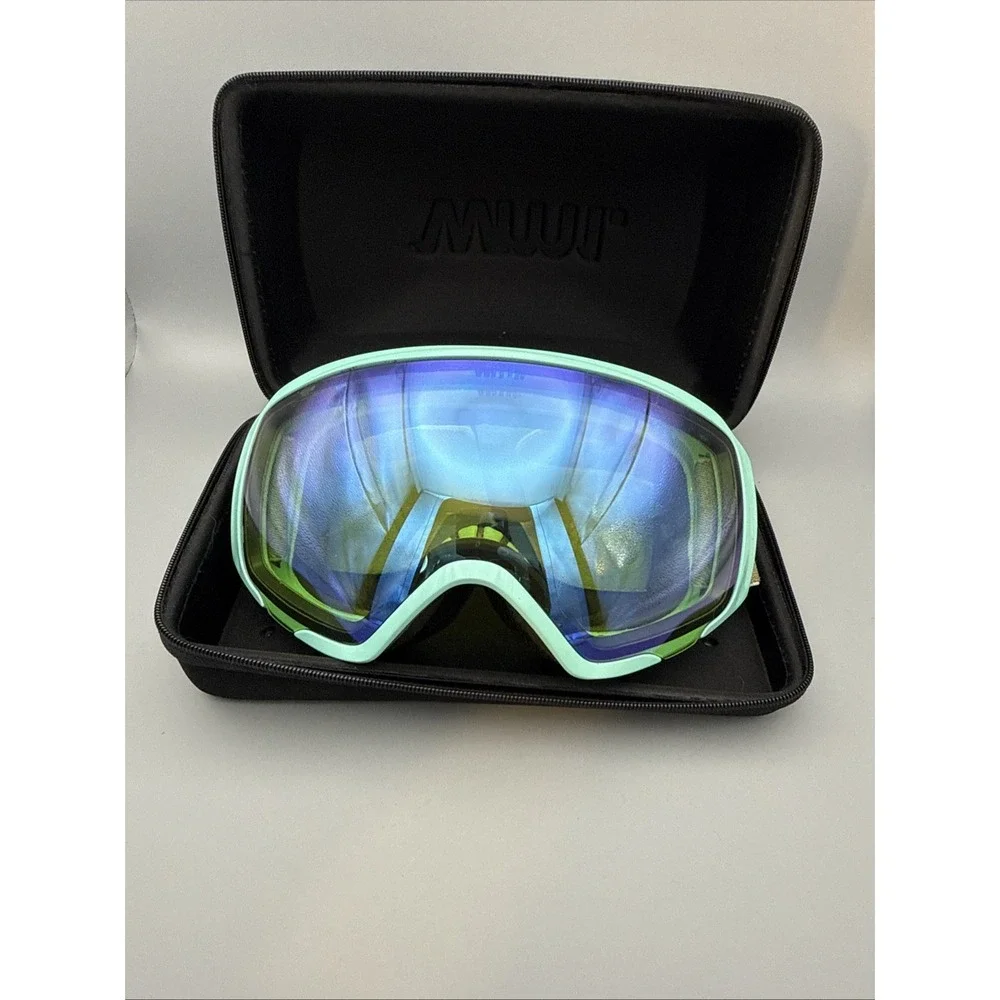 ANON Authentic Ski Snowboard Goggles Teal Blue/Black & Tan & Hard Black Case